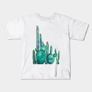 green cactus jungle  watercolor paining Kids T-Shirt